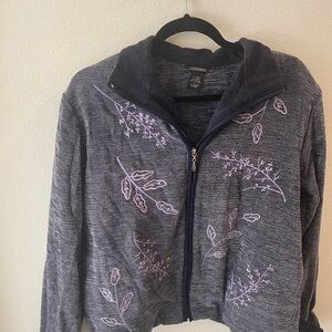 T&company Vintage Purple Embroidered  Zip Jacket 100% Acrylic Size M